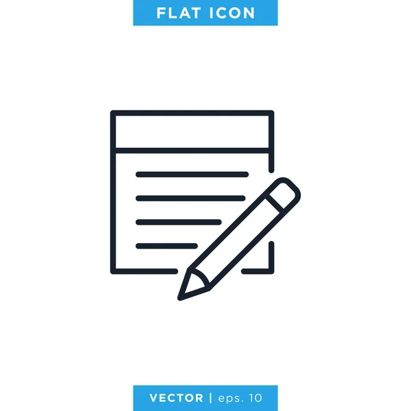 Haftnotiz Notizblock Icon Vector Logo Design Template Essbarer Schlaganfall — Stockvektor