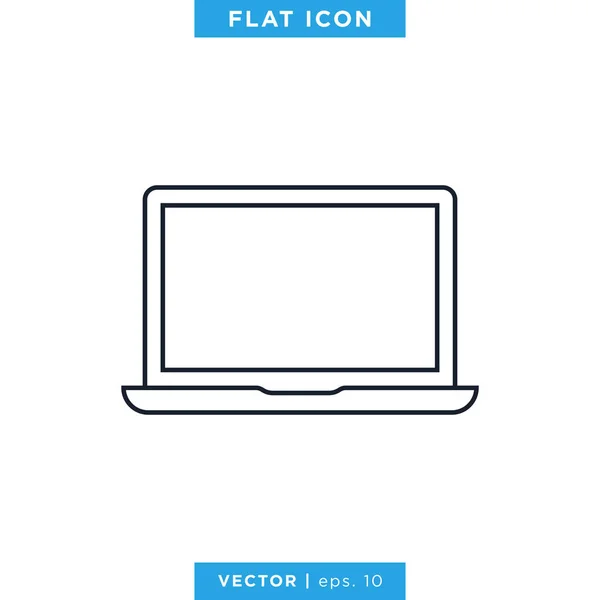 Laptop Icon Vector Logo Design Template Essbarer Schlaganfall — Stockvektor