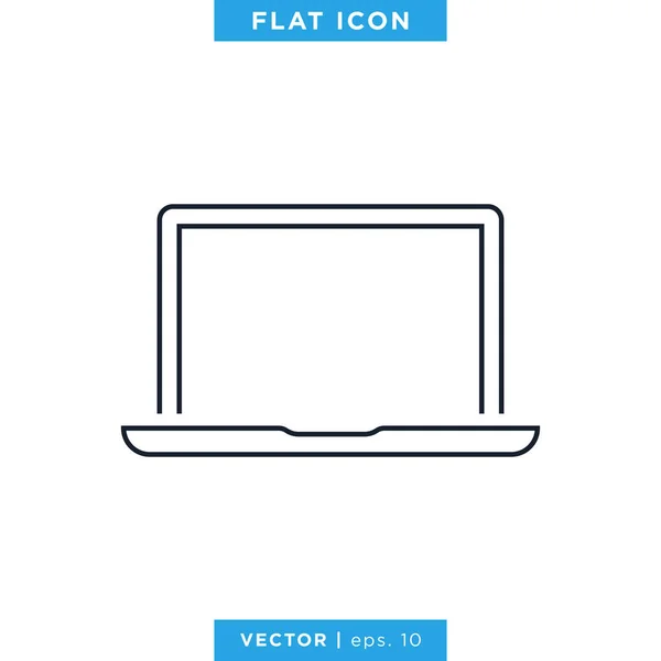 Laptop Icon Vector Logo Design Template Essbarer Schlaganfall — Stockvektor