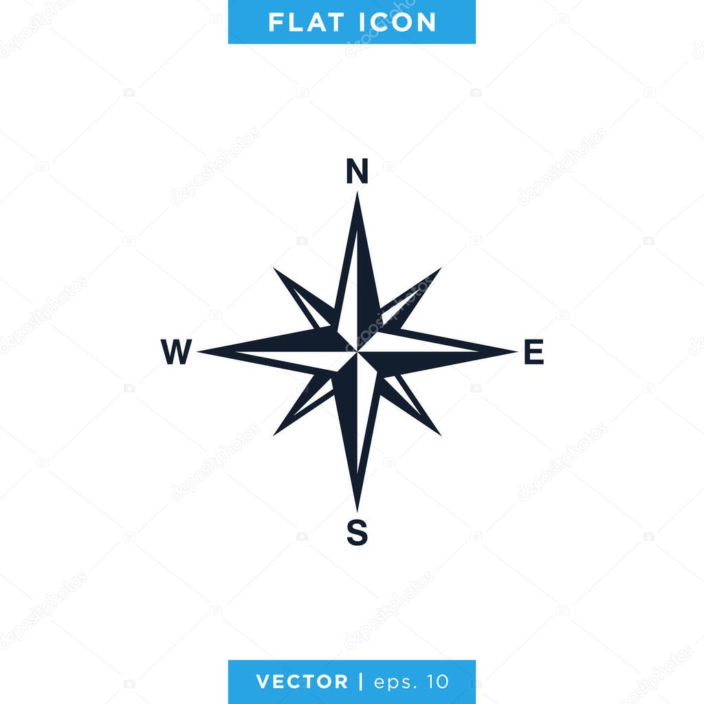 Compass wind rose icon vector logo design template.
