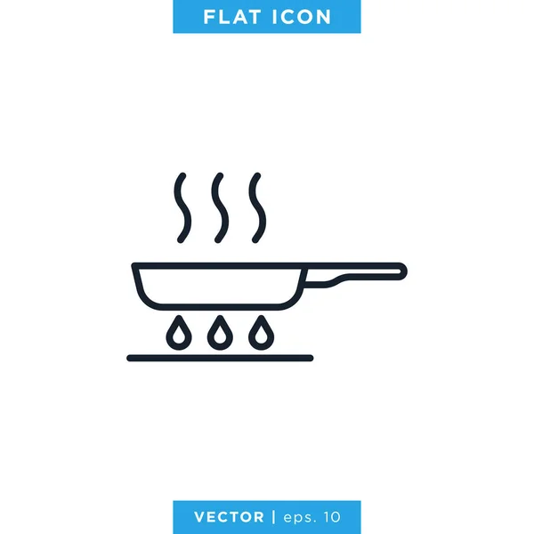 Bratpfanne Icon Vector Design Template Essbarer Schlaganfall — Stockvektor
