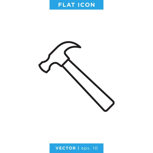 Hammer Outline Icon Vector Design Template Essbarer Schlaganfall — Stockvektor