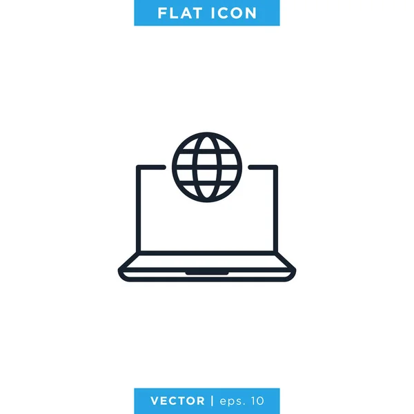 Laptop Mit Internet Verbindung Symbol Icon Vector Logo Design Template — Stockvektor