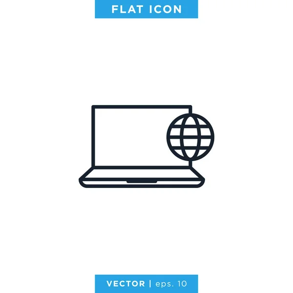 Laptop Met Internet Connection Symbool Icon Vector Logo Design Template — Stockvector