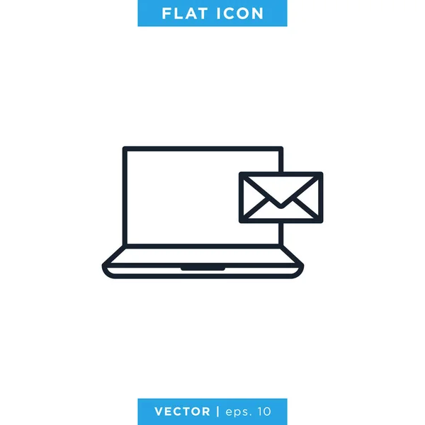 Laptop Met Mail Icon Vector Logo Design Template Bewerkbare Beroerte — Stockvector