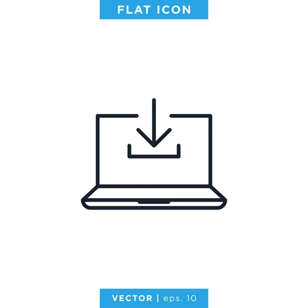 Laptop Downloaden Arrow Icon Vector Logo Design Template Bewerkbare Beroerte — Stockvector