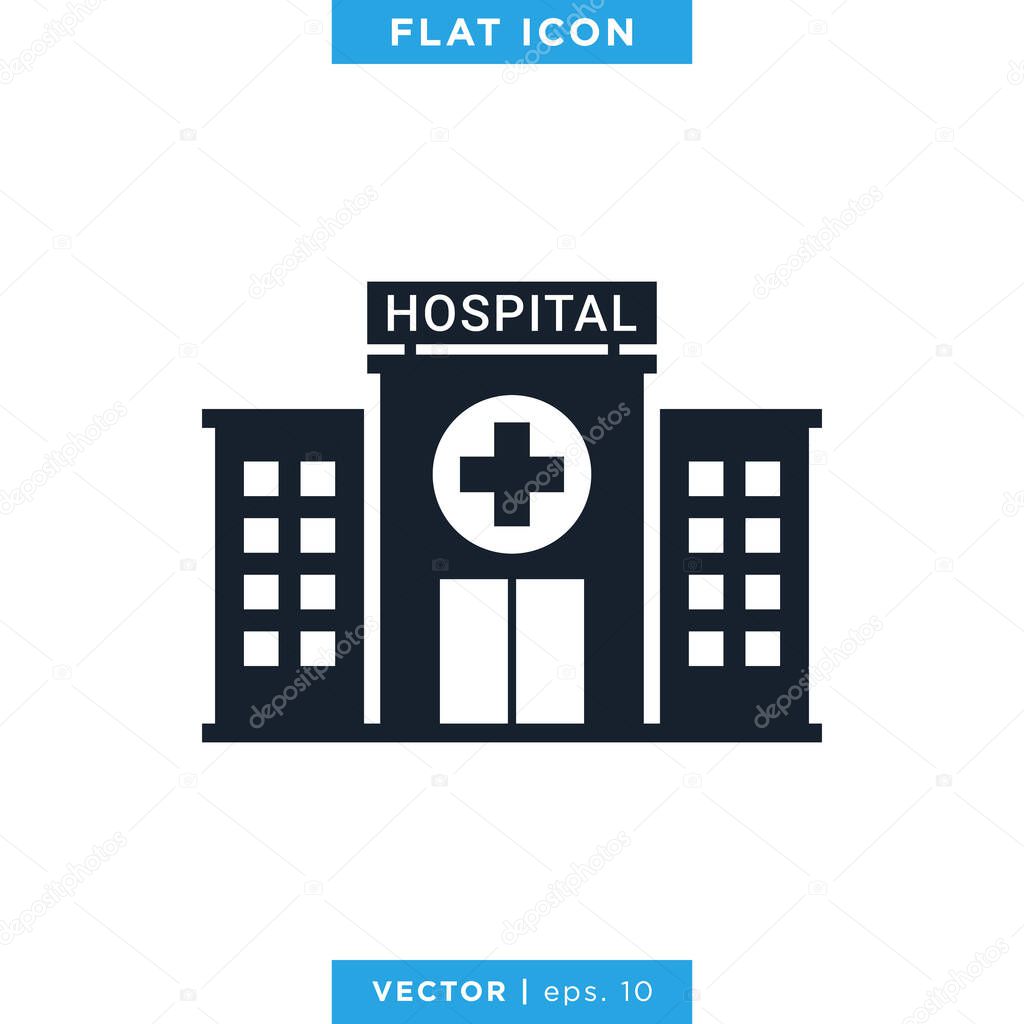 Hospital Building Icon Vector Logo Design Template.