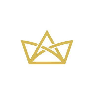 Crown Simge Vektör Logo Şablonu. Altın Renk.