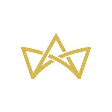 Crown Simge Vektör Logo Şablonu. Altın Renk.