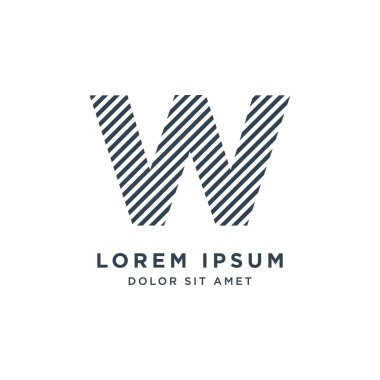 Çizgili Harf W Logo Vektörü Tasarım Şablonu. 