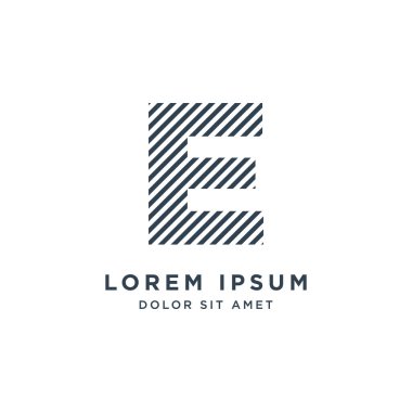 Çizgili E Harfi Logo Vektörü Tasarım Şablonu. 