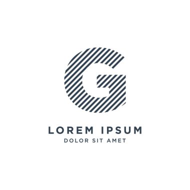 Çizgili G Harfi Logo Vektörü Tasarım Şablonu. 