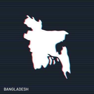Karanlık Arkaplanda Bangladeş Vektör Tasarım Şablonu Haritası.