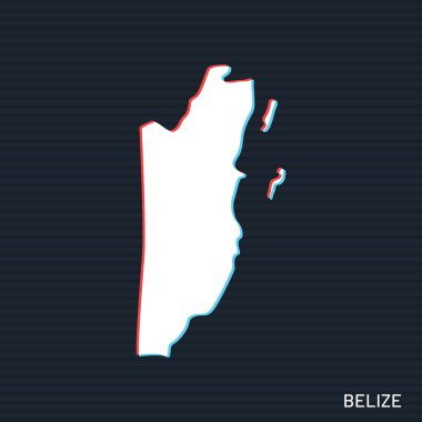 Karanlık Arkaplanda Belize Vektör Tasarım Şablonu Haritası.
