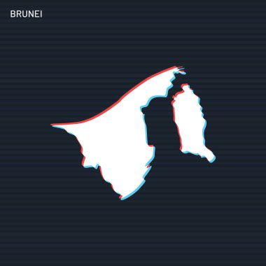 Esmer Arkaplanda Brunei Vektör Tasarım Şablonu Haritası.