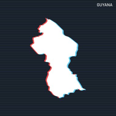 Koyu Arkaplanda Guyana Vektör Tasarım Şablonu Haritası.