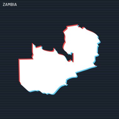 Karanlık Arkaplanda Zambiya Vektör Tasarım Şablonu Haritası.