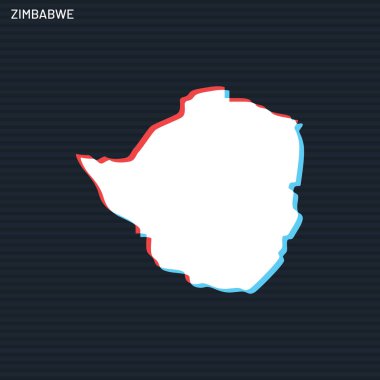 Karanlık Arkaplanda Zimbabwe Vektör Tasarım Şablonu Haritası.