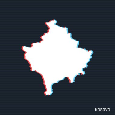 Kosova Vektör Tasarım Şablonu Karanlık Arkaplan Haritası.