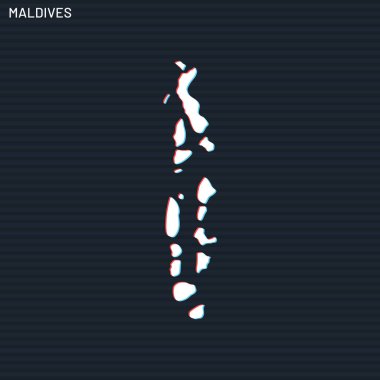 Karanlık Arkaplanda Maldivler Vektör Tasarım Şablonu Haritası.