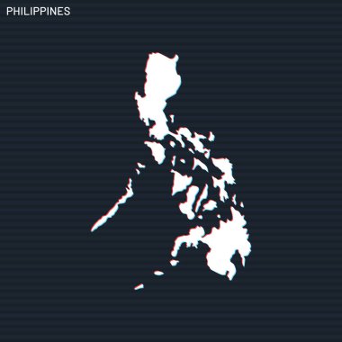 Karanlık Arkaplanda Filipin Vektör Tasarım Şablonu Haritası.