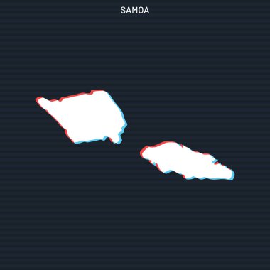 Karanlık Arkaplanda Samoa Vektör Tasarım Şablonu Haritası.