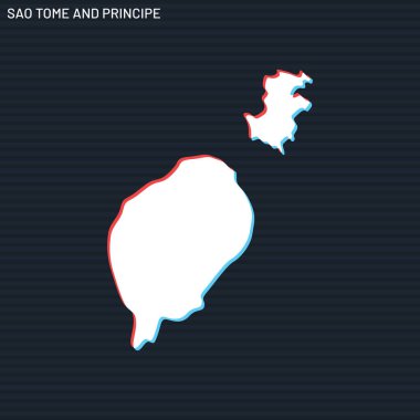 Sao Tome ve Principe Vektör Tasarım Şablonu 'nun Karanlık Arkaplan Haritası.