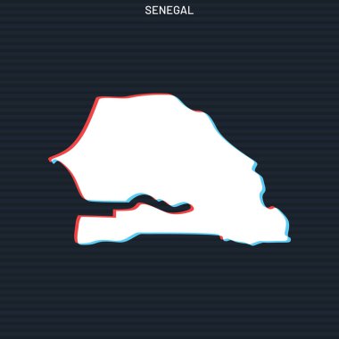 Senegal Vektör Tasarım Şablonu Karanlık Arkaplanda Haritası.
