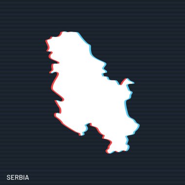 Sırbistan Vektör Tasarım Şablonu Karanlık Arkaplan Haritası.
