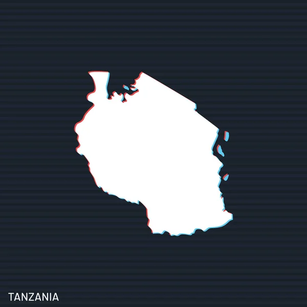 Carte Tanzanie Modèle Conception Vectorielle Sur Fond Sombre — Image vectorielle