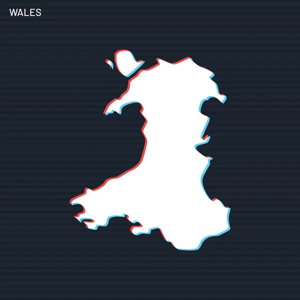 Carte Modèle Conception Vectorielle Pays Galles Sur Fond Sombre — Image vectorielle