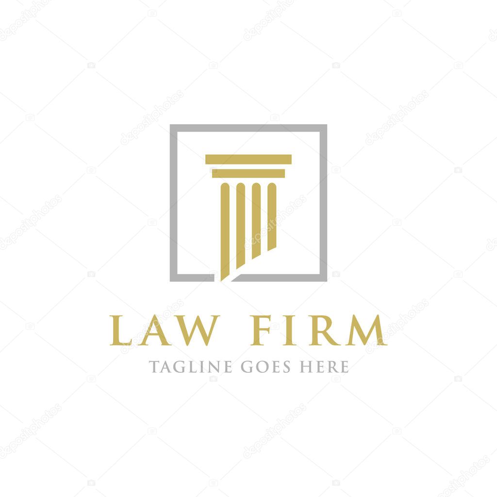 Law And Attorney Logo Design Template. Pillar Logo Design.