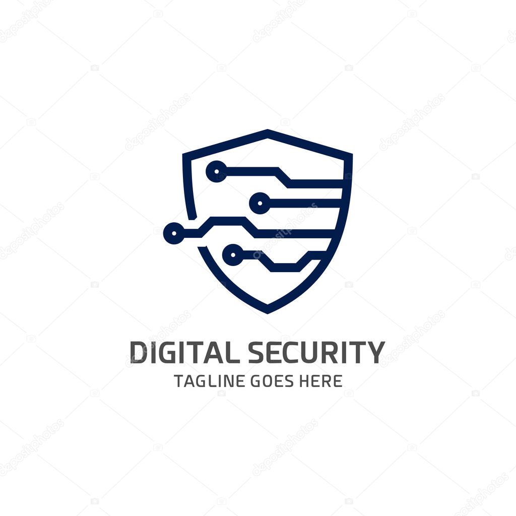 Digital Shield, Cyber Security Logo Vector Design Template.