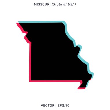 Modern Renk Biçimli Missouri Vektör Tasarım Şablonu Haritası.