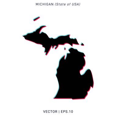 Modern Renk Biçimli Michigan Vektör Tasarım Şablonu Haritası.