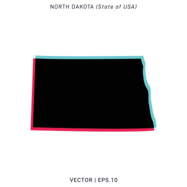Modern Renk Biçimli Kuzey Dakota Vektör Tasarım Şablonu Haritası.