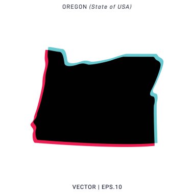 Oregon Vektör Tasarım Şablonu Modern Renk Biçimi Haritası.
