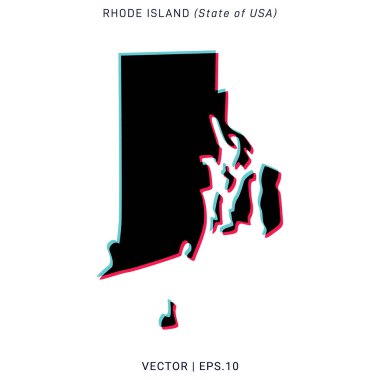 Rhode Island Vektör Tasarım Şablonu Modern Renk Biçimi Haritası.
