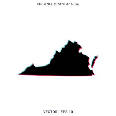 Virginia Vektör Tasarım Şablonu Modern Renk Biçimi Haritası.