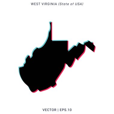 Modern Renk Biçimli Batı Virginia Vektör Tasarım Şablonu.