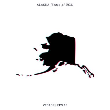 Alaska Vektör Tasarım Şablonu Modern Renk Biçimi Haritası.
