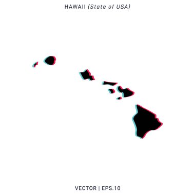 Modern Renk Biçimli Hawaii Vektör Tasarım Şablonu Haritası.