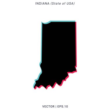 Indiana Vektör Tasarım Şablonu Modern Renk Biçimi Haritası.