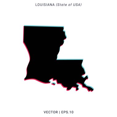 Modern Renk Biçimli Louisiana Vektör Tasarım Şablonu Haritası.