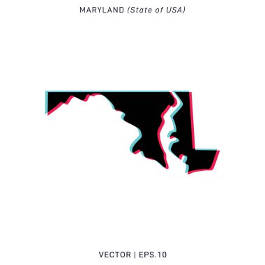 Modern Renk Biçimli Maryland Vektör Tasarım Şablonu Haritası.