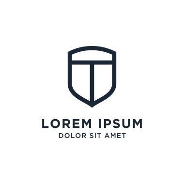 İlk Harf T Kalkanı Logo Vektör Tasarımı