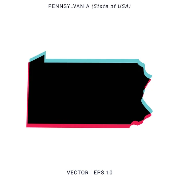 モダンなカラースタイルのペンシルベニアベクトルデザインテンプレートの地図 — ストックベクタ