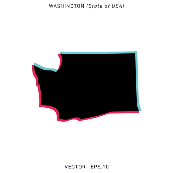 モダンなカラースタイルのワシントンベクトルデザインテンプレートの地図 — ストックベクタ