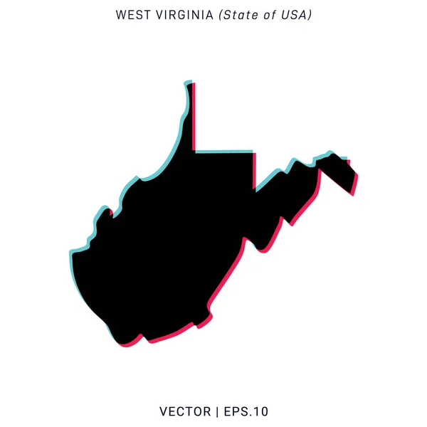 モダンなカラースタイルのウェストバージニアベクトルデザインテンプレートの地図 — ストックベクタ