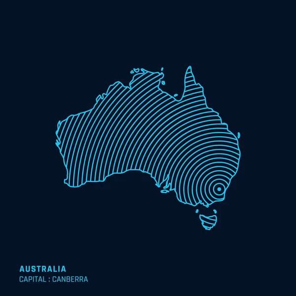 Australia Mapa Plantilla Diseño Vectorial Punto Canberra — Vector de stock